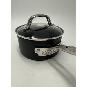 Viking 1 Quart Non Stick Sauce Pan w Glass Lid Hard Anodized Nonstick Rim Dent